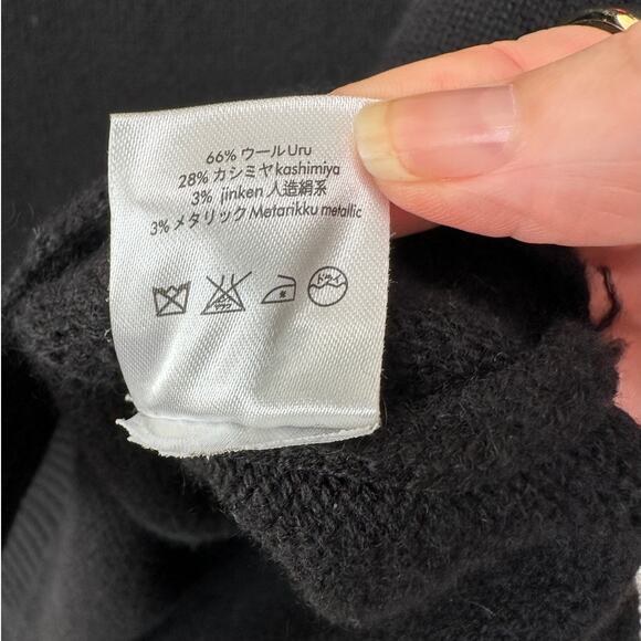 NWT Bella Freud Billie Jean Metallic Gold Stripe Turtleneck Sweater Black M - Picture 13 of 16